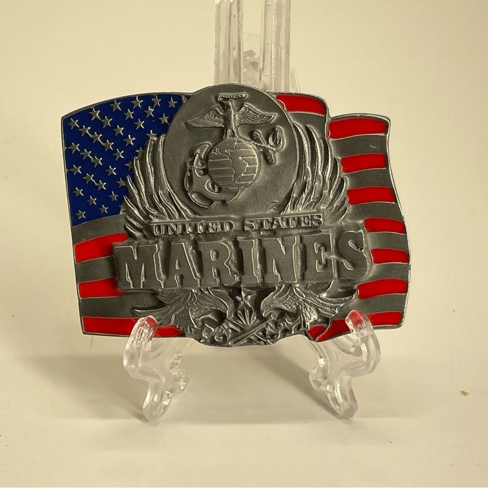 1991 Siskiyou United States Marines Pewter Belt Buckle Eagle Globe Anchor - Picture 2 of 9